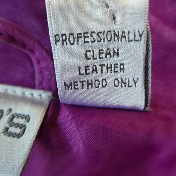 Chicos Suede LeaTHeR Jacket Raspberry Pink Poly Lining 1 M 8 - Picture 7 of 10